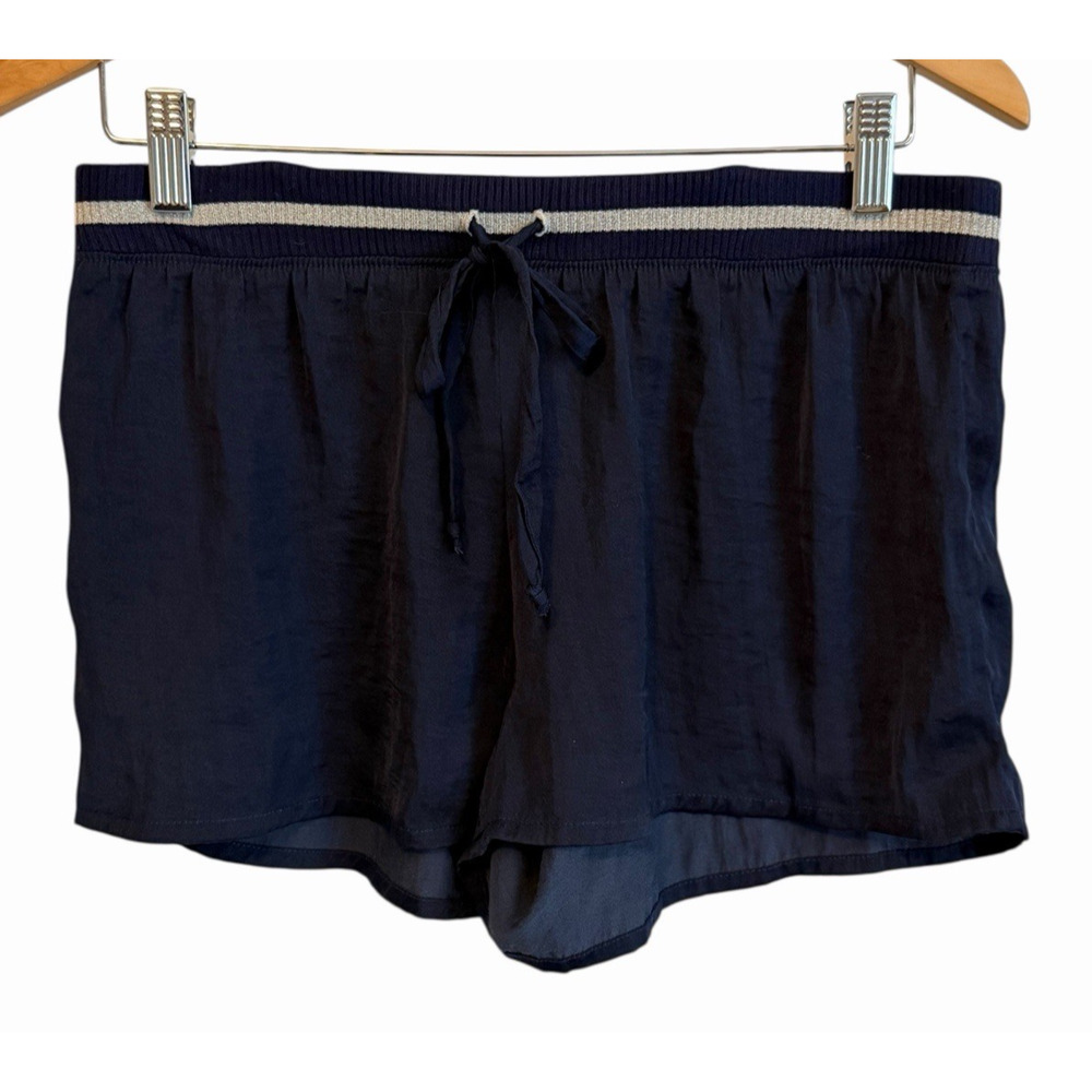 Aerie Silky Pajama Bottom Sleep Shorts Womens Size Medium Navy Blue Lounge Angel